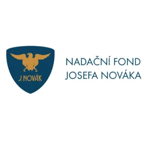 Logo Nadačního fondu Josefa Nováka s orlem ve zlaté barvě na modrém štítu